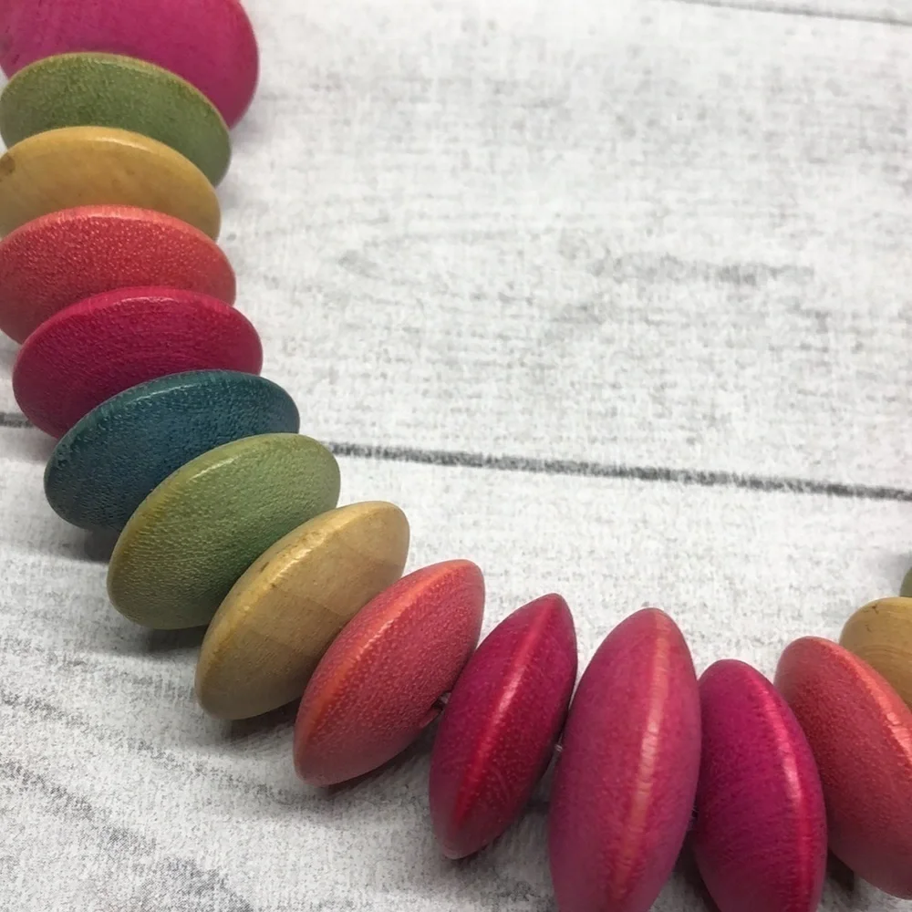 Bundle lot 2 vintage colorful wooden beads necklaces